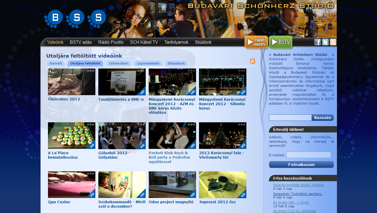 A Budavri Schnherz Stdi honlapja (2009)